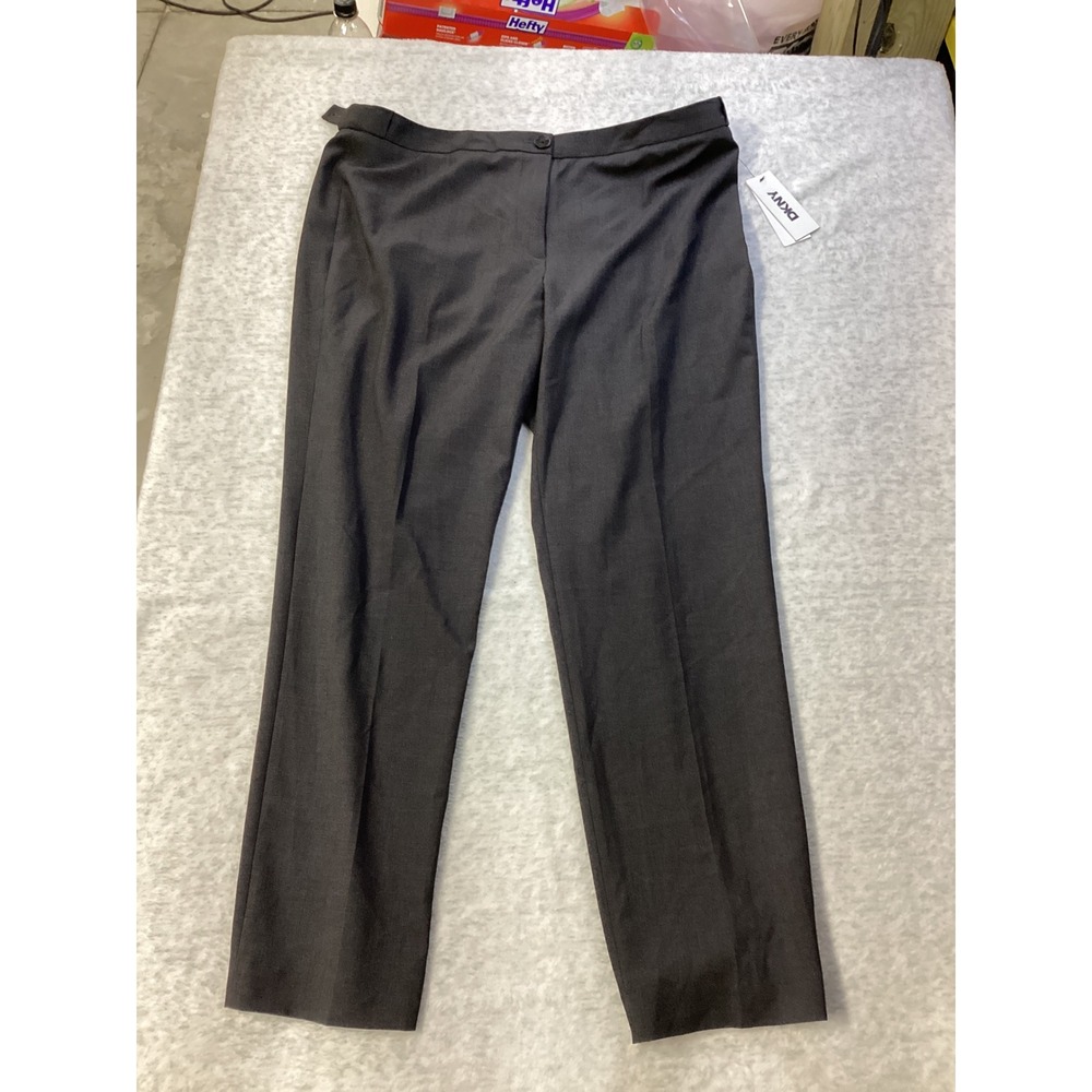 DKNY Hudson St Back Seamed Slim Pant Womens 14 Dark Gray Full Length Dress Pants